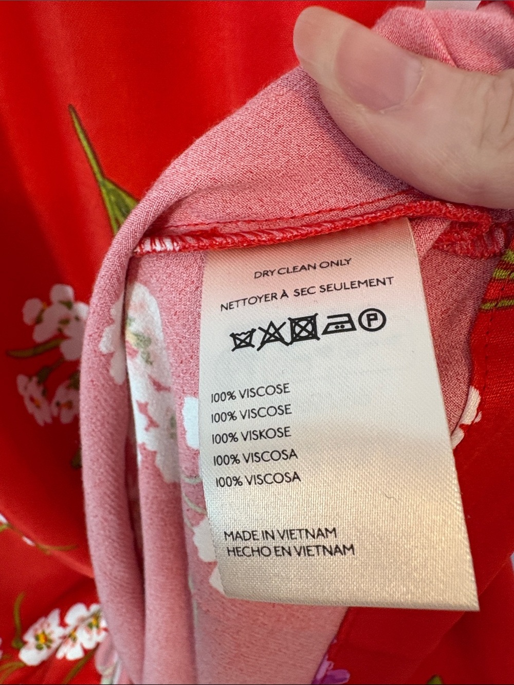 MAEVE by Anthropologie Red Floral Midi Dress with Pink & White Accents Size M - Picture 10 of 10